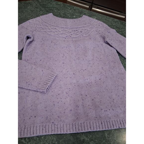 Talbots Sweater Womens Purple Nordic Cable Knit Speckled Crew Neck Sweater XS - Picture 2 of 12